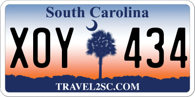 SC license plate XOY434