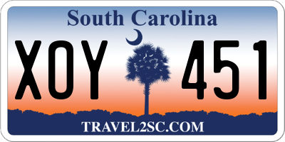 SC license plate XOY451