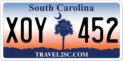 SC license plate XOY452