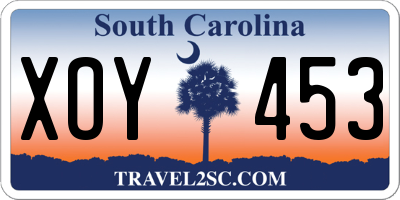 SC license plate XOY453