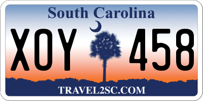 SC license plate XOY458