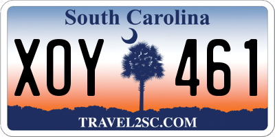 SC license plate XOY461