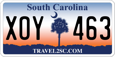 SC license plate XOY463