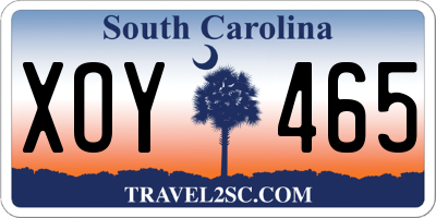 SC license plate XOY465