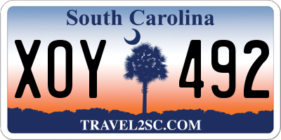 SC license plate XOY492