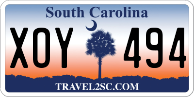 SC license plate XOY494