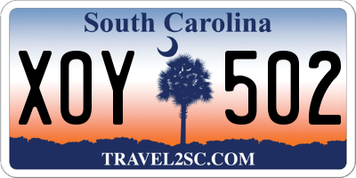 SC license plate XOY502