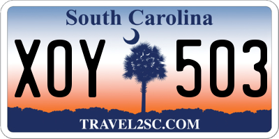 SC license plate XOY503