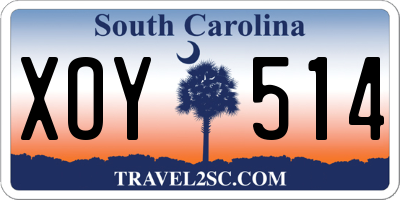 SC license plate XOY514