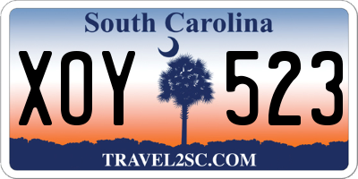 SC license plate XOY523