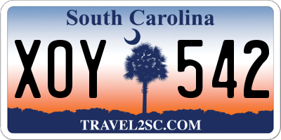 SC license plate XOY542