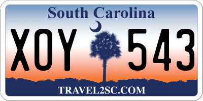 SC license plate XOY543