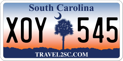 SC license plate XOY545
