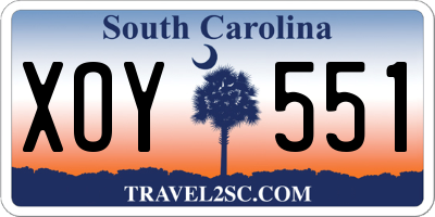 SC license plate XOY551