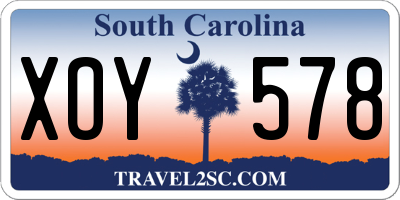 SC license plate XOY578