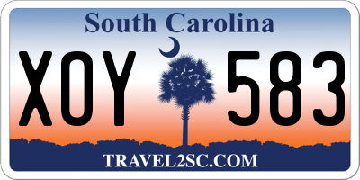 SC license plate XOY583