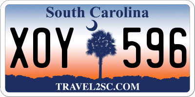 SC license plate XOY596