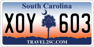 SC license plate XOY603