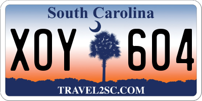 SC license plate XOY604