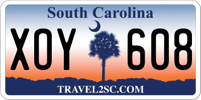 SC license plate XOY608