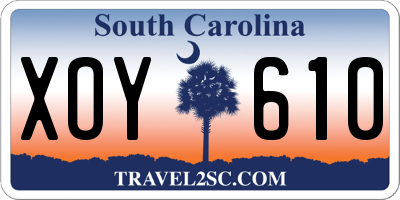 SC license plate XOY610