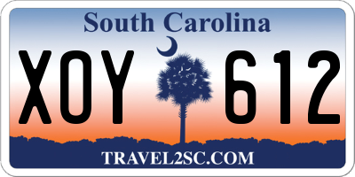 SC license plate XOY612