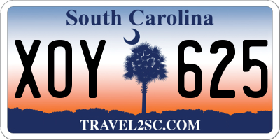 SC license plate XOY625