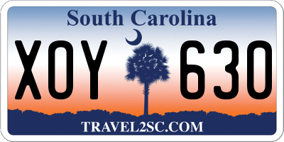 SC license plate XOY630