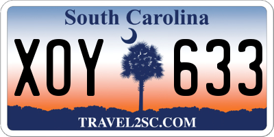 SC license plate XOY633