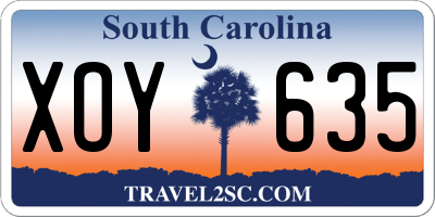 SC license plate XOY635