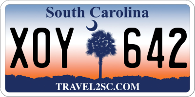 SC license plate XOY642
