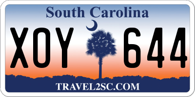 SC license plate XOY644