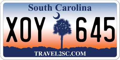 SC license plate XOY645