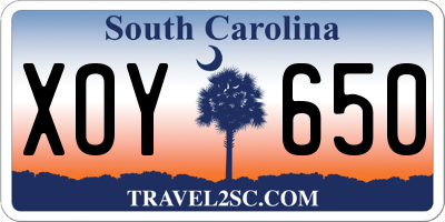 SC license plate XOY650