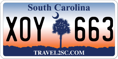 SC license plate XOY663