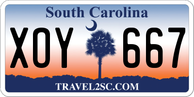 SC license plate XOY667