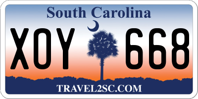 SC license plate XOY668
