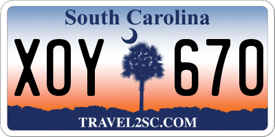 SC license plate XOY670
