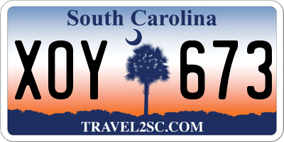 SC license plate XOY673