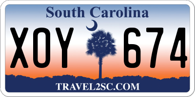 SC license plate XOY674