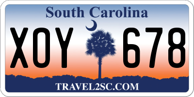 SC license plate XOY678