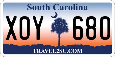 SC license plate XOY680