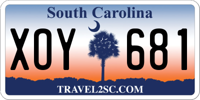 SC license plate XOY681