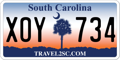 SC license plate XOY734
