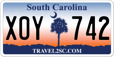 SC license plate XOY742