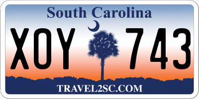SC license plate XOY743