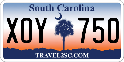 SC license plate XOY750