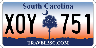 SC license plate XOY751
