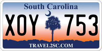 SC license plate XOY753