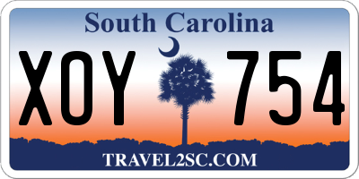SC license plate XOY754